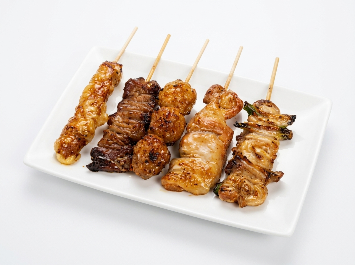 Cinq brochettes assorties