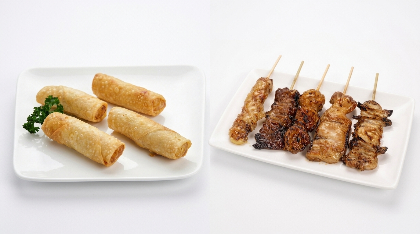 Brochettes et nems