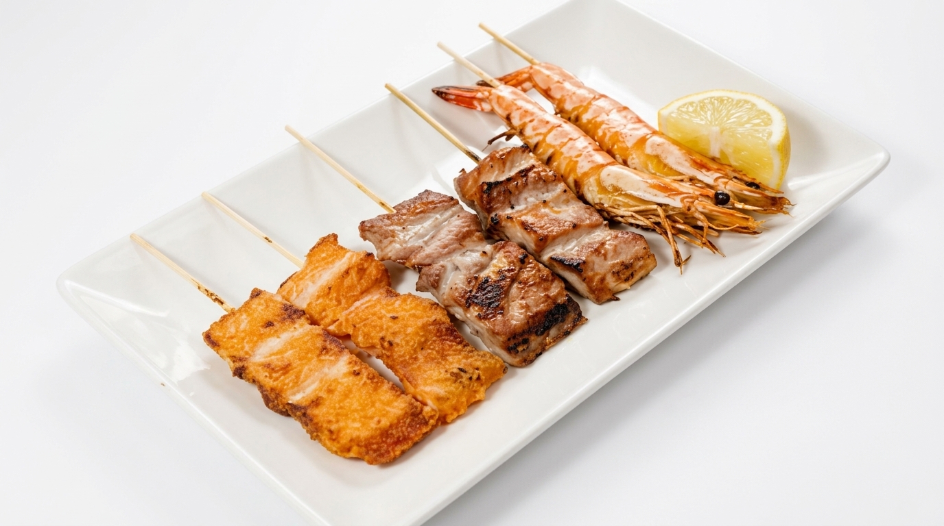 Brochettes saumon thon et gambas