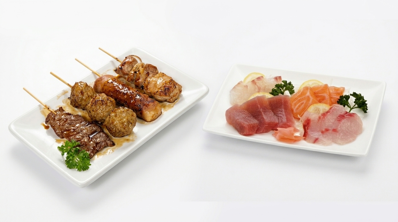 Sashimi et brochettes